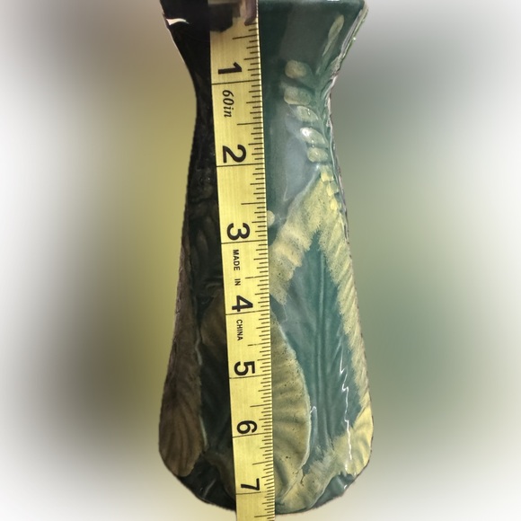 Three 7.5 inch Green opalhouse forest monstera like pattern vase - Picture 7 of 9